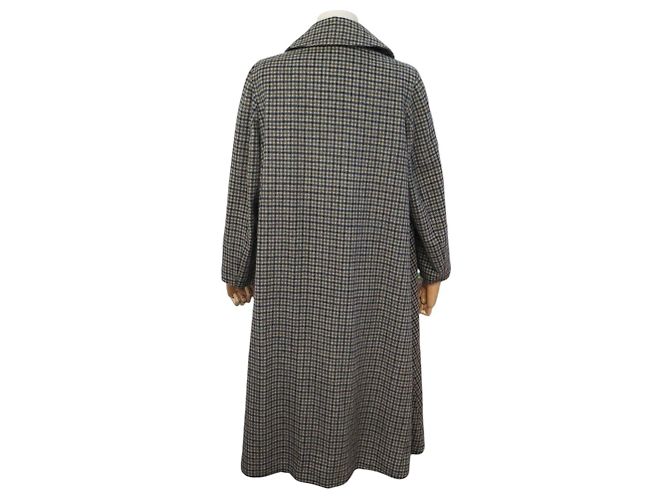 Céline VINTAGE NEUF MANTEAU LONG CELINE A CARREAUX EN LAINE 36 OVERSIZE A 40 COAT Marron - vue 3