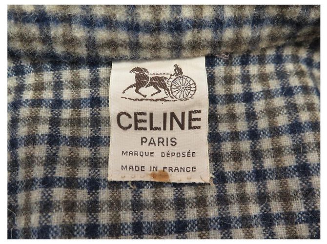 Céline VINTAGE NEUF MANTEAU LONG CELINE A CARREAUX EN LAINE 36 OVERSIZE A 40 COAT Marron - vue 5