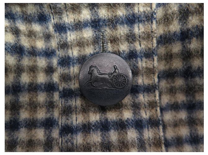 Céline VINTAGE NEUF MANTEAU LONG CELINE A CARREAUX EN LAINE 36 OVERSIZE A 40 COAT Marron - vue 8