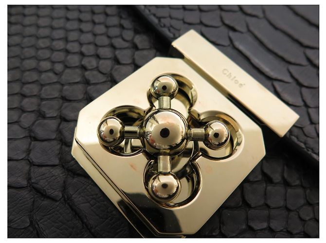 Chloé NEUE CHLOE ELSIE 3S066 HANDTASCHE AUS SCHWARZEM PYTHONLEDER SCHULTERTASCHE - Ansicht 16