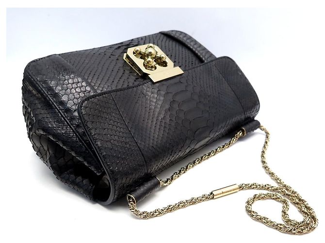 Chloé NEUE CHLOE ELSIE 3S066 HANDTASCHE AUS SCHWARZEM PYTHONLEDER SCHULTERTASCHE - Ansicht 3