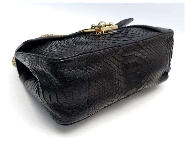Chloé NEUE CHLOE ELSIE 3S066 HANDTASCHE AUS SCHWARZEM PYTHONLEDER SCHULTERTASCHE - Ansicht 4