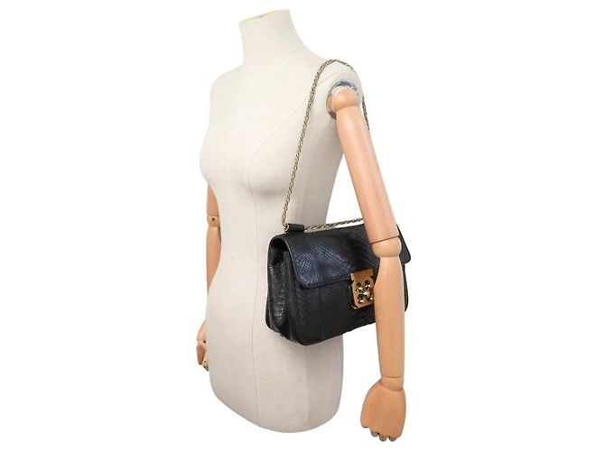 Chloé NEUE CHLOE ELSIE 3S066 HANDTASCHE AUS SCHWARZEM PYTHONLEDER SCHULTERTASCHE - Ansicht 5