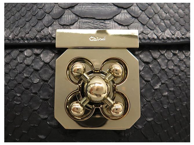 Chloé NEUE CHLOE ELSIE 3S066 HANDTASCHE AUS SCHWARZEM PYTHONLEDER SCHULTERTASCHE - Ansicht 6