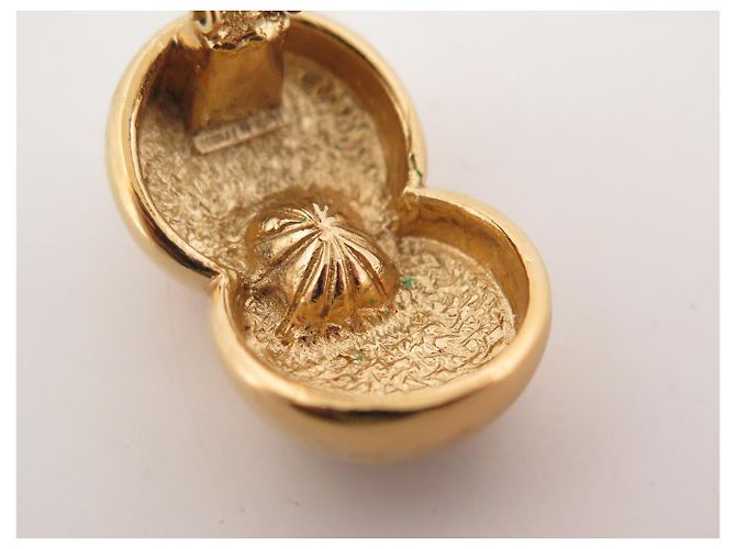 ORECCHINI VINTAGE YVES SAINT LAURENT PIETRE CABOCHON GIALLE SOVRAPPOSTE D'oro - vista 11