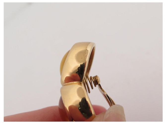 ORECCHINI VINTAGE YVES SAINT LAURENT PIETRE CABOCHON GIALLE SOVRAPPOSTE D'oro - vista 13
