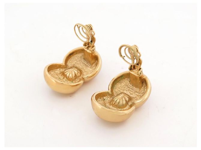ORECCHINI VINTAGE YVES SAINT LAURENT PIETRE CABOCHON GIALLE SOVRAPPOSTE D'oro - vista 4