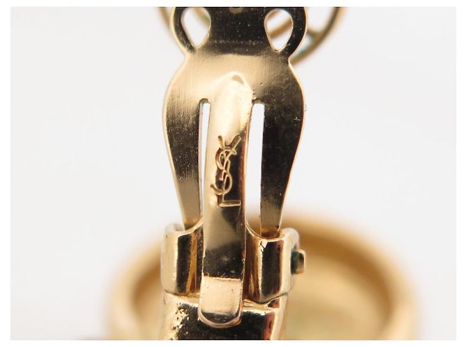 ORECCHINI VINTAGE YVES SAINT LAURENT PIETRE CABOCHON GIALLE SOVRAPPOSTE D'oro - vista 6