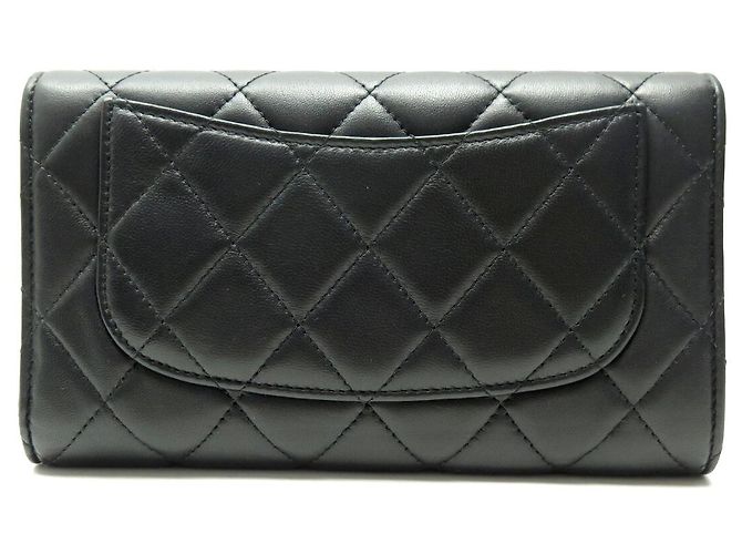 CHANEL CLASSIQUE A RABAT TIMELESS STEPPED LEDER GELDBÖRSE SCHWARZ - Ansicht 2