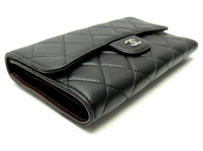 CHANEL CLASSIQUE A RABAT TIMELESS STEPPED LEDER GELDBÖRSE SCHWARZ - Ansicht 3
