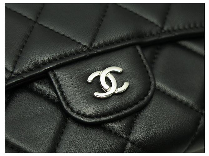 CHANEL CLASSIQUE A RABAT TIMELESS STEPPED LEDER GELDBÖRSE SCHWARZ - Ansicht 5