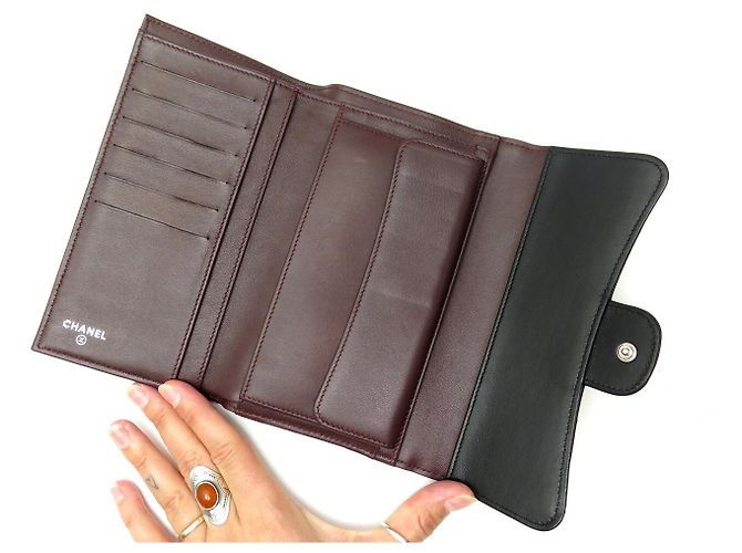 CHANEL CLASSIQUE A RABAT TIMELESS STEPPED LEDER GELDBÖRSE SCHWARZ - Ansicht 7