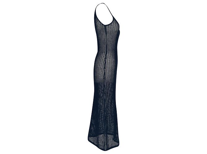 Abito maxi senza maniche in crochet a maglia aperta Theory in cotone blu navy - vista 2