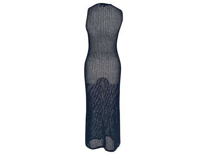 Abito maxi senza maniche in crochet a maglia aperta Theory in cotone blu navy - vista 3