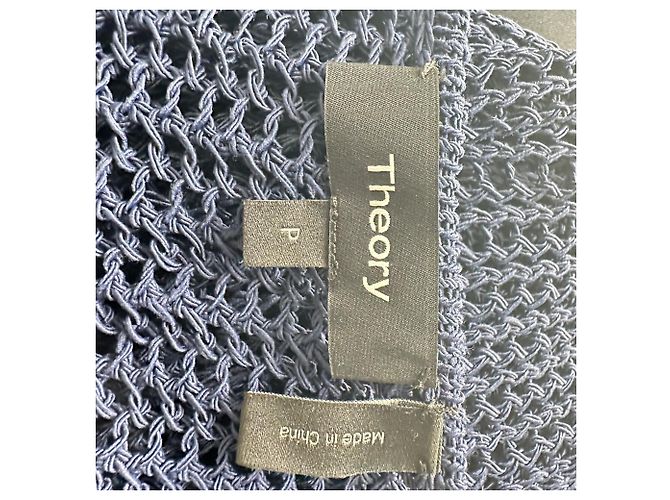Abito maxi senza maniche in crochet a maglia aperta Theory in cotone blu navy - vista 4