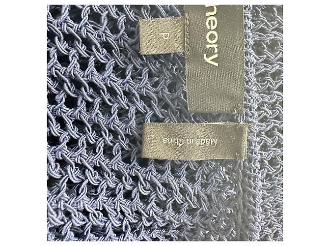 Abito maxi senza maniche in crochet a maglia aperta Theory in cotone blu navy - vista 5