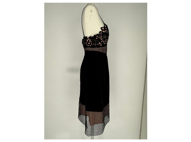 Vestido midi Theory con ribete de encaje en triacetato negro - vista 12
