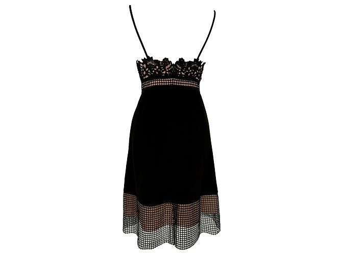 Vestido midi Theory con ribete de encaje en triacetato negro - vista 13