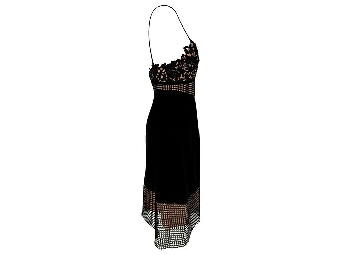 Vestido midi Theory con ribete de encaje en triacetato negro - vista 2