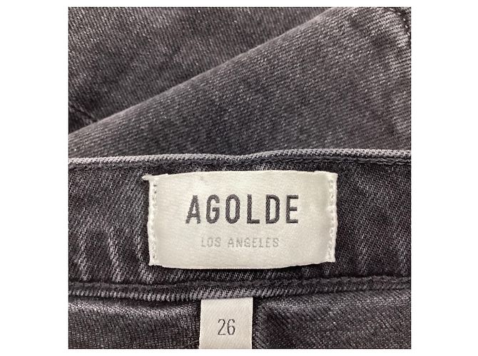 Jeans Agolde High-Rise Kick Flare Cropped in cotone nero - vista 4