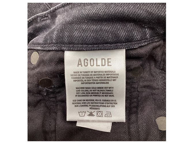 Jeans Agolde High-Rise Kick Flare Cropped in cotone nero - vista 5