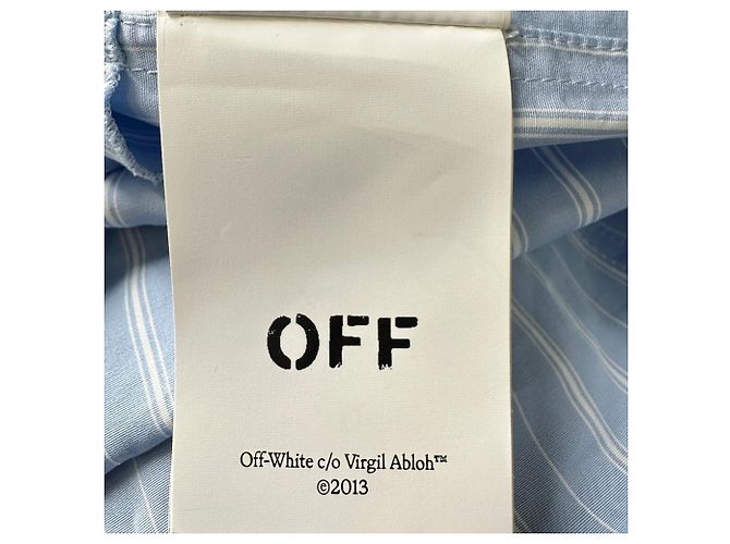 Off White Off-White gestreiftes Hemd mit Schnalle aus blauer Baumwolle - Ansicht 10
