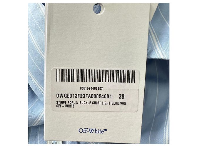 Off White Off-White gestreiftes Hemd mit Schnalle aus blauer Baumwolle - Ansicht 11