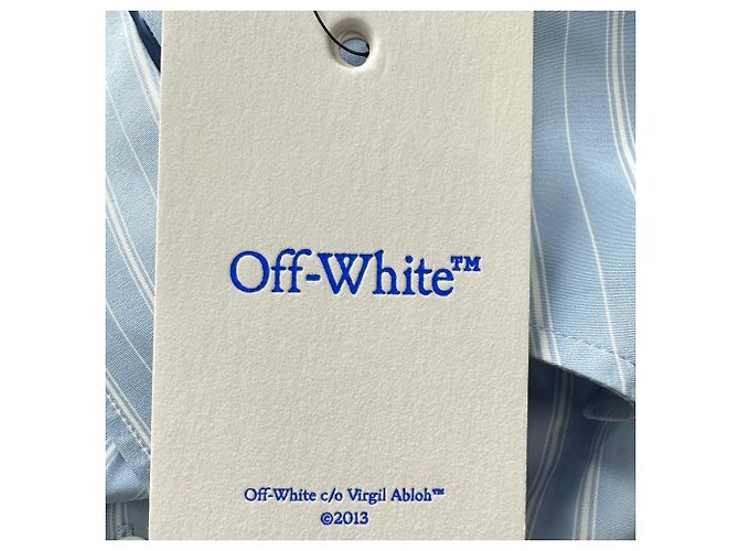 Off White Off-White gestreiftes Hemd mit Schnalle aus blauer Baumwolle - Ansicht 12
