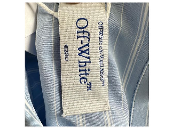 Off White Off-White gestreiftes Hemd mit Schnalle aus blauer Baumwolle - Ansicht 13