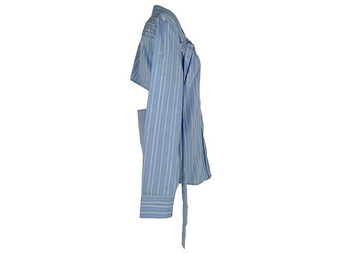 Off White Off-White gestreiftes Hemd mit Schnalle aus blauer Baumwolle - Ansicht 2