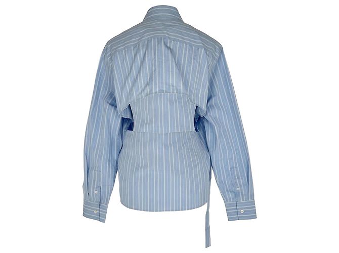 Off White Off-White gestreiftes Hemd mit Schnalle aus blauer Baumwolle - Ansicht 3