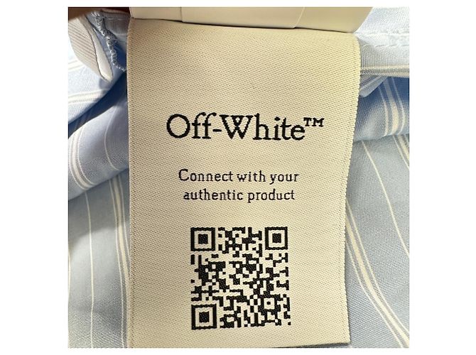 Off White Off-White gestreiftes Hemd mit Schnalle aus blauer Baumwolle - Ansicht 5