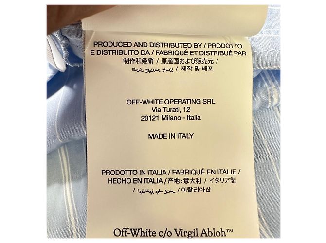 Off White Off-White gestreiftes Hemd mit Schnalle aus blauer Baumwolle - Ansicht 6