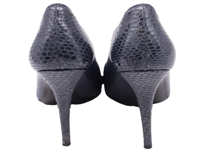 Stuart Weitzman spitze Pumps aus dunkelblauem Leder in Schlangenleder-Optik Marineblau - Ansicht 5