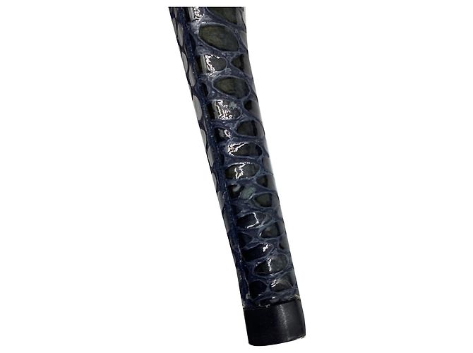 Stuart Weitzman spitze Pumps aus dunkelblauem Leder in Schlangenleder-Optik Marineblau - Ansicht 7