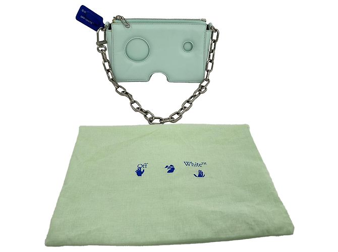 Off White Bolsa de ombro Off-White Burrow-20 em couro Mint Verde - vista 2