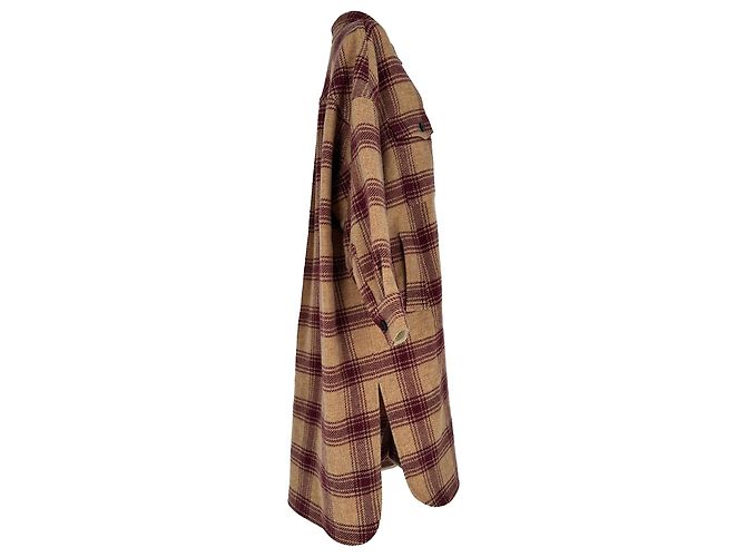 Isabel Marant Etoile Checked Button-Down Coat in Multicolor Wool Multiple colors - view 2