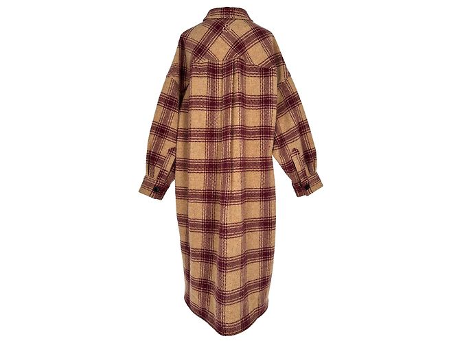 Isabel Marant Etoile Checked Button-Down Coat in Multicolor Wool Multiple colors - view 3