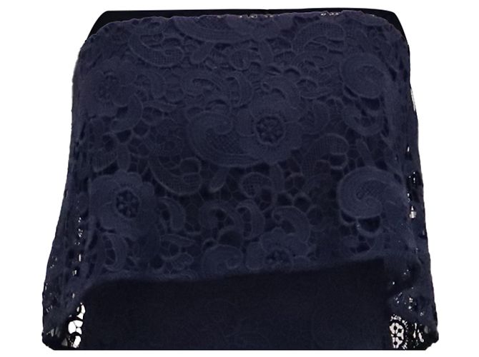 Autre Marque Vestido midi sem alças de renda Likely Driggs em poliéster azul marinho - vista 2