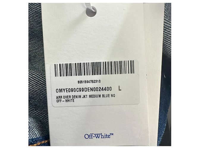Off White Off-White Oversized Denimjacke mit Pfeil-Patches aus blauer Baumwolle - Ansicht 14