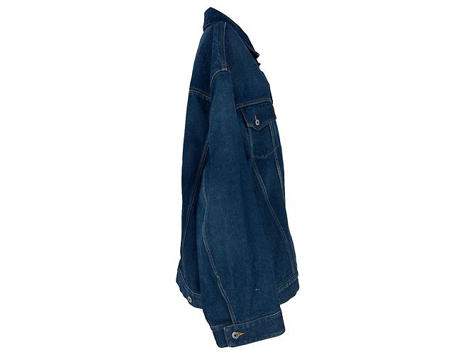 Off White Off-White Oversized Denimjacke mit Pfeil-Patches aus blauer Baumwolle - Ansicht 2