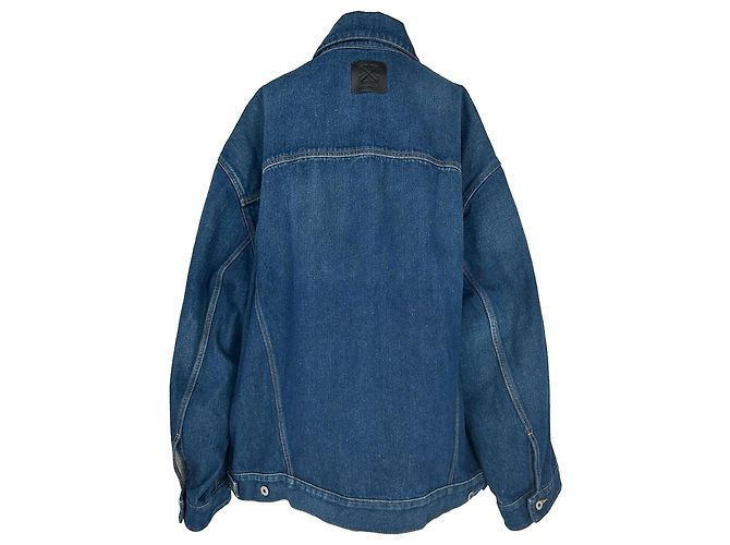 Off White Off-White Oversized Denimjacke mit Pfeil-Patches aus blauer Baumwolle - Ansicht 3