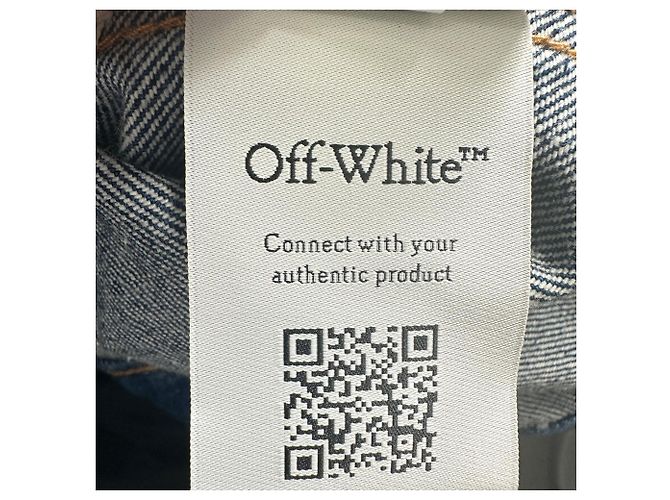 Off White Off-White Oversized Denimjacke mit Pfeil-Patches aus blauer Baumwolle - Ansicht 9