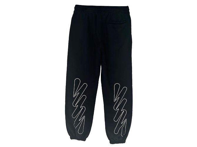Off White Off-White Wave Out Diag kurze Sweatpants aus schwarzer Baumwolle - Ansicht 2