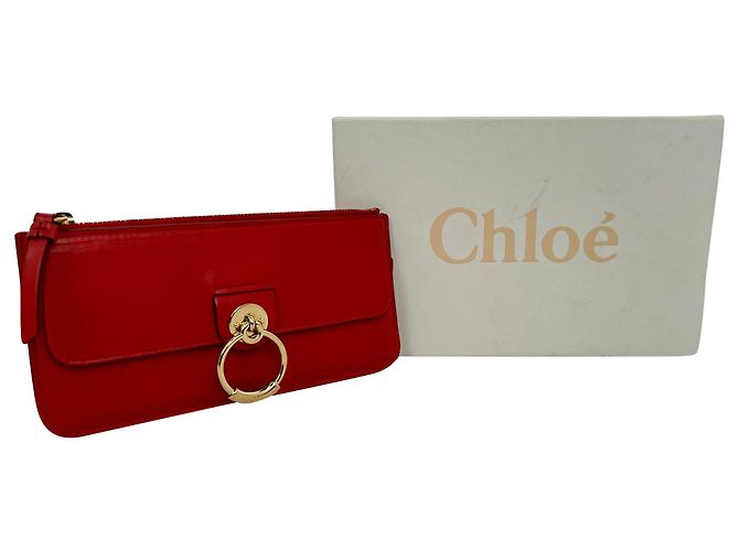 Portafoglio lungo con zip Chloé Tess in pelle rossa Rosso - vista 2