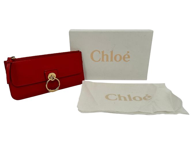 Portafoglio lungo con zip Chloé Tess in pelle rossa Rosso - vista 4