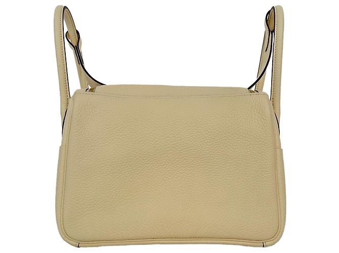 Borsa a tracolla Hermès Lindy 26 in pelle Clemence Cream Bianco Crudo - vista 10