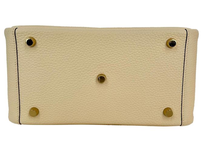 Borsa a tracolla Hermès Lindy 26 in pelle Clemence Cream Bianco Crudo - vista 11