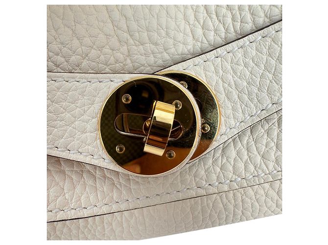 Borsa a tracolla Hermès Lindy 26 in pelle Clemence Cream Bianco Crudo - vista 12