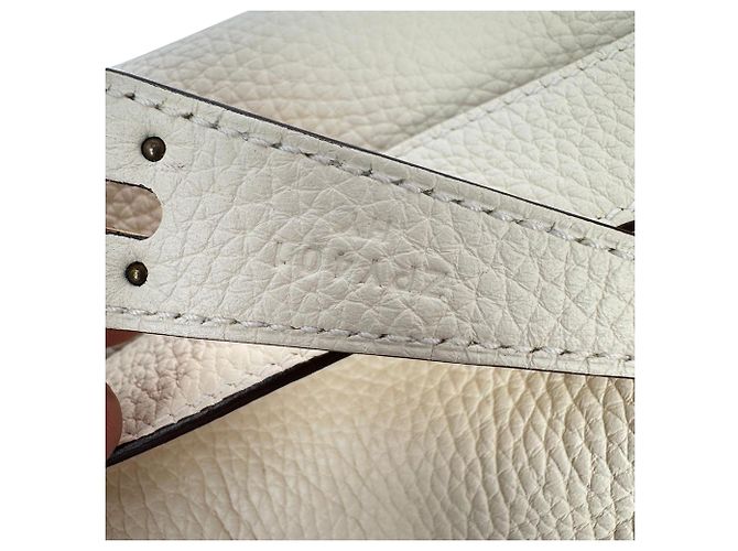 Borsa a tracolla Hermès Lindy 26 in pelle Clemence Cream Bianco Crudo - vista 16